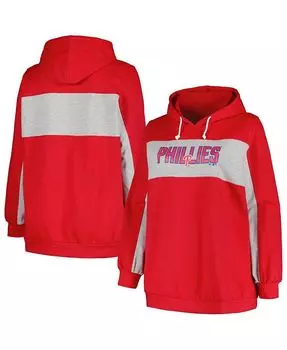 Женский красный пуловер с капюшоном Philadelphia Phillies больших размеров Profile, красный