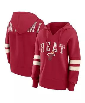 Женский красный пуловер с капюшоном с v-образным вырезом и надписью Miami Heat Bold Move Fanatics, красный
