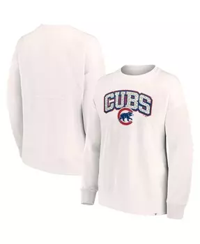 Женский кремовый пуловер с леопардовым принтом Chicago Cubs Fanatics