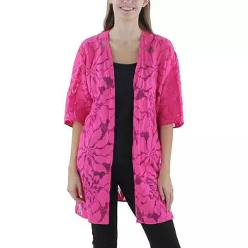 Женский кружевной блейзер с открытым передом Anne Klein, цвет pink pansy