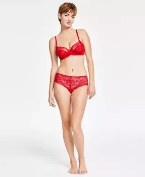 Женский кружевной бюстгальтер и трусики-хипстеры Lauren Ralph Lauren, черный