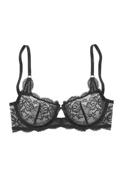 Женский кружевной бюстгальтер на косточках с вырезами LASCANA, черный