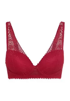 Женский кружевной бюстгальтер пуш-ап с геометрическим рисунком на широких бретелях MANGUUN, цвет 3 Jester Red