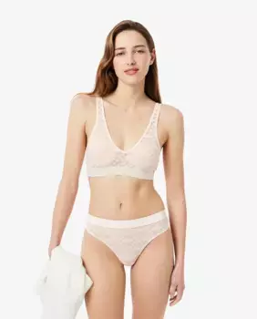 Женский кружевной бюстгальтер с логотипом Lacoste, розовый