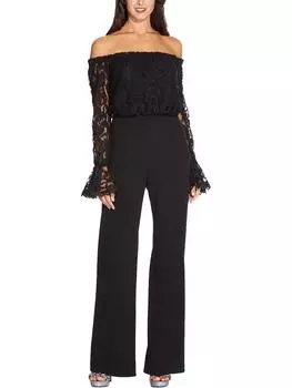 Женский кружевной комбинезон с открытыми плечами Adrianna Papell, черный