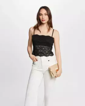 Женский кружевной топ на тонких бретелях Morgan, черный