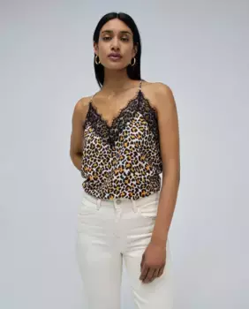 Женский кружевной топ с леопардовым принтом Salsa Jeans, мультиколор