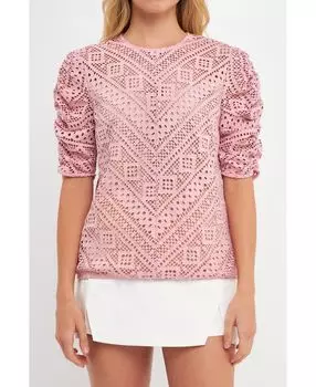 Женский кружевной топ в полоску endless rose, розовый