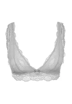 Женский кружевной треугольный бюстгальтер с широкими бретелями и бантом Aubade, цвет Opale