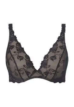 Женский кружевной треугольный бюстгальтер Softessence с вышивкой Aubade, цвет Noir
