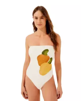 Женский купальник-бандо с набивкой и вышивкой Agua de coco, белый