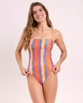 Женский купальник-бандо с принтом и подкладкой Ro de Sol, мультиколор