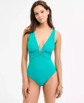 Женский купальник-боди с глубоким V-образным вырезом Bleu by Rod Beattie, синий