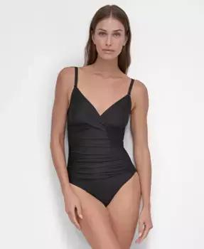 Женский купальник Crossover Ruched цельный DKNY, черный
