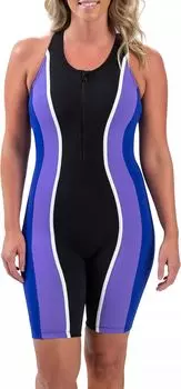 Женский купальник цвета акватарда с молнией спереди Dolfin, черный/фиолетовый