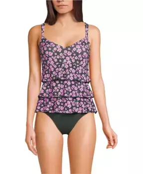 Женский купальник-фокинки с рюшами One Piece Swimsuit Lands' End, красный