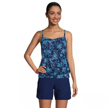 Женский купальник Lands' End UPF 50 Blouson Tankini Top, цвет Deep Navy Jacobean