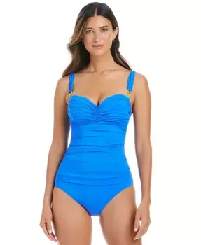 Женский купальник Life's A Beach с чашками на косточках и сборкой Bleu by Rod Beattie, синий