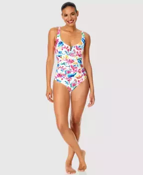 Женский купальник-монокини с V-образным вырезом и принтом "пейсли" в акварельной технике Anne Cole, мультиколор