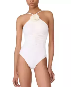 Женский купальник-монокини с высоким воротником и розеткой kate spade new york, слоновая кость/кремовый