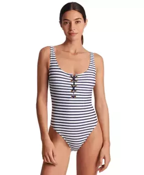 Женский купальник One-Piece с шнуровкой Lauren Ralph Lauren, синий