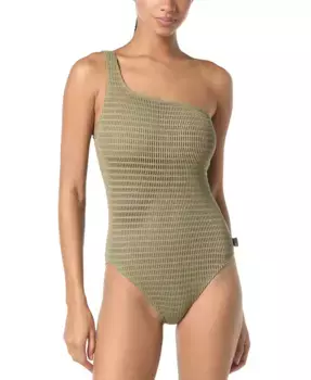 Женский купальник One-Shoulder с кружевной отделкой Michael Kors, зеленый