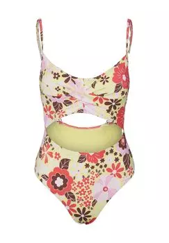Женский купальник с цветочным принтом на тонких бретелях VERO MODA, цвет Lemon Zest