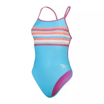 Женский купальник Speedo Digital Placement с V-образным вырезом на спине, красный