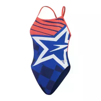 Женский купальник Speedo Digital Placement с V-образным вырезом на спине, синий