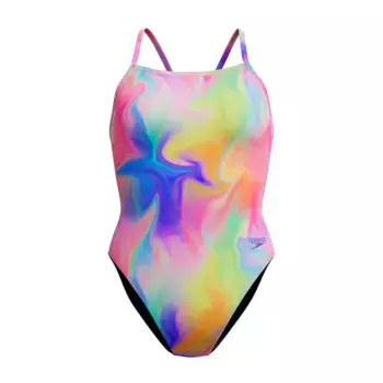 Женский купальник Speedo с V-образным вырезом на спине, цельный, розовый