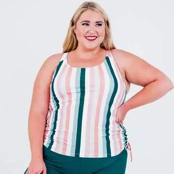 Женский купальник-танкини Maya Plus со встроенным бюстгальтером - Выкройки Calypsa, цвет multi stripe