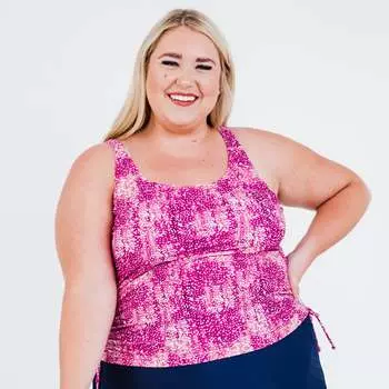 Женский купальник-танкини Maya Plus со встроенным бюстгальтером - Выкройки Calypsa, цвет raspberry burst