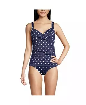 Женский купальник танкини на косточках с v-образным вырезом и чашечкой DD-Cup Lands' End, синий