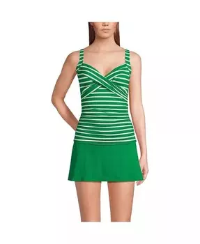 Женский купальник танкини на косточках с v-образным вырезом и запахом, топ Lands' End, зеленый