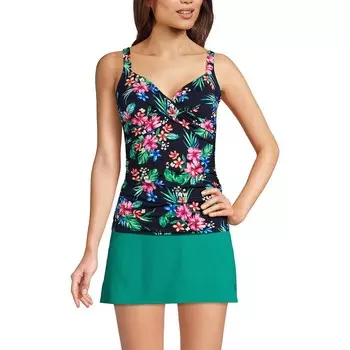 Женский купальник танкини на косточках с чашечкой D Lands End, топ-топ Lands' End, цвет Deep Sea Navy Rosella