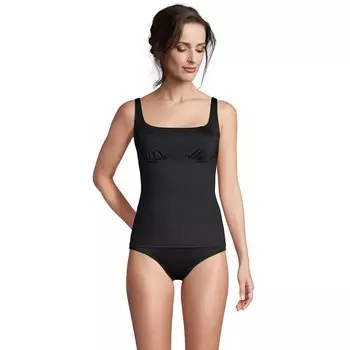 Женский купальник-танкини на косточках с защитой UPF 50, минимизирующий бюст, топ-топ Lands' End, черный