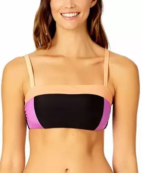 Женский купальник-топ с бюстгальтером-бандо с цветными блоками Coppersuit, черный