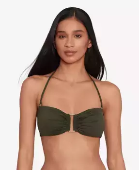 Женский купальный топ Bandeau Bra с кольцом Lauren Ralph Lauren, зеленый