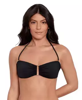 Женский купальный топ Bandeau Bra с кольцом Lauren Ralph Lauren, черный