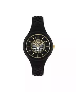 Женский кварцевый черный силиконовый ремешок Fire Island с кристаллами, длина 39 мм Versus Versace, черный