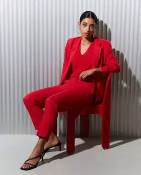 Женский льняной блейзер без застежки Easy Wear, красный