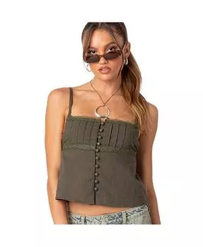 Женский льняной топ на пуговицах Edikted, зеленый