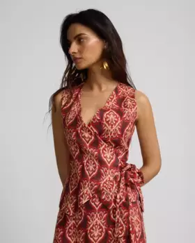 Женский льняной жилет с красным бантом Silbon, красный