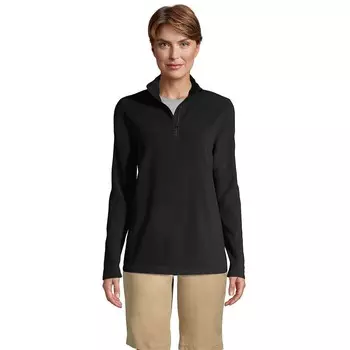 Женский легкий флисовый пуловер с молнией на четверть длины Lands End Lands' End, черный