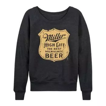 Женский легкий худи из френч-терри Miller High Life с винтажным гербом Licensed Character, серый