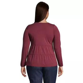 Женский легкий многоуровневый топ с длинными рукавами больших размеров Lands' End Lands' End