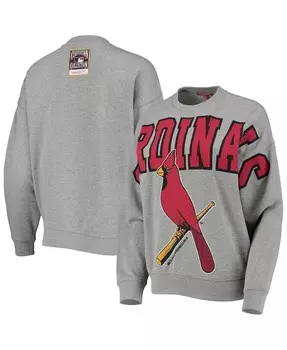 Женский легкий пуловер с логотипом серого цвета St. Louis Cardinals Cooperstown Collection Mitchell & Ness