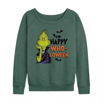 Женский легкий свитшот Dr. Seuss Happy WhoLoween из френч-терри Licensed Character, цвет Heather Green