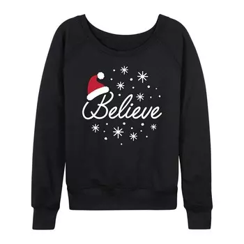 Женский легкий свитшот из френч терри Believe With Santa Hat Licensed Character, черный