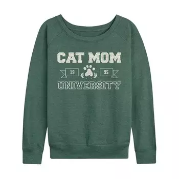 Женский легкий свитшот из френч терри Cat Mom University Licensed Character, цвет Heather Green
